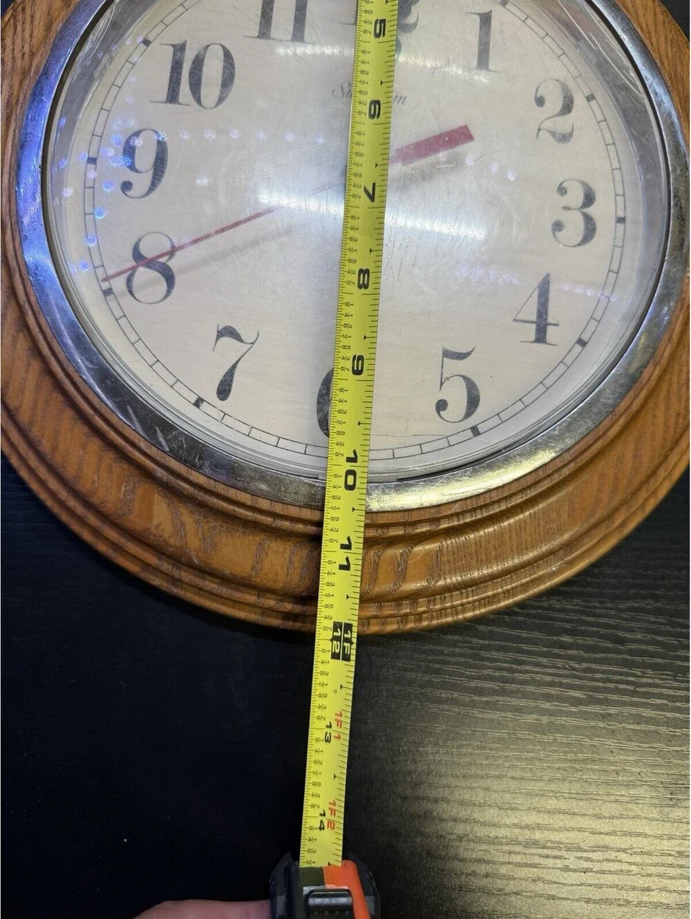 Vintage U.S.A Made Sunbeam Wood Wall Clock Quartz Battery 882-815 Art Deco MCM